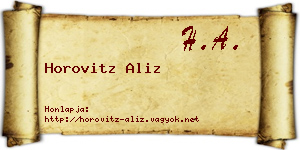 Horovitz Aliz névjegykártya
